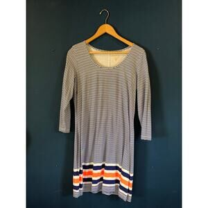 Lilly Pulitzer Beacon Navy Blue White Striped 3/4 Sleeve Mini Dress Size Large
